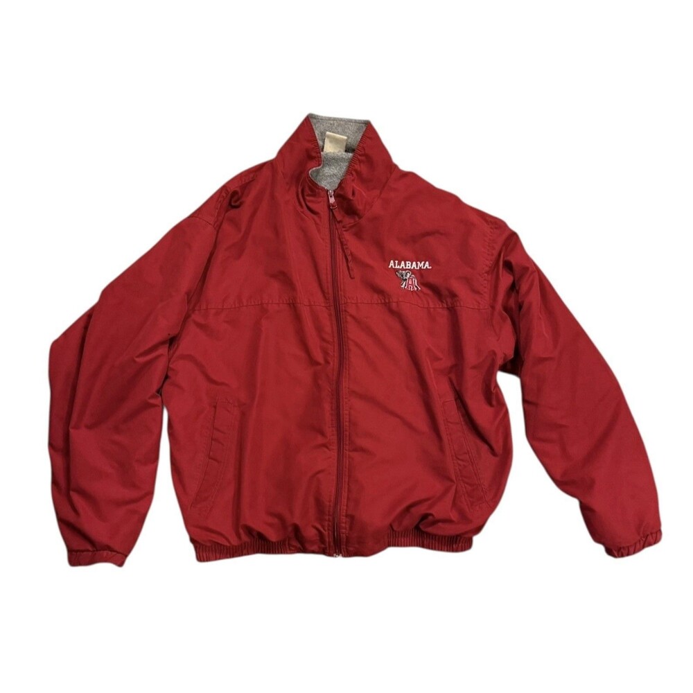 Red Oak Alabama Crimson Tide Jacket Mens XL Red Good Fleece Lined Windbreaker